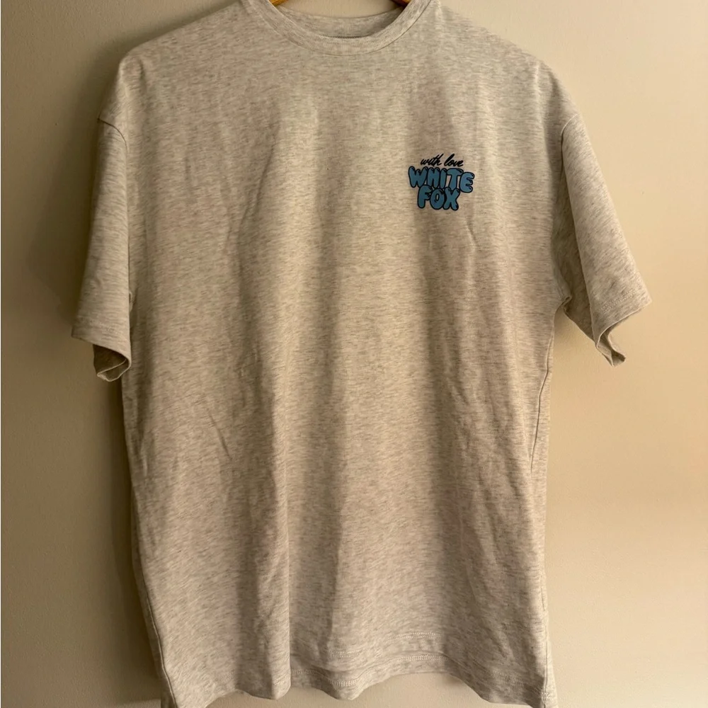 White Fox Boutique With Love Always Oversized Tee Grey Marle 100% Cotton - Picture 10 of 14